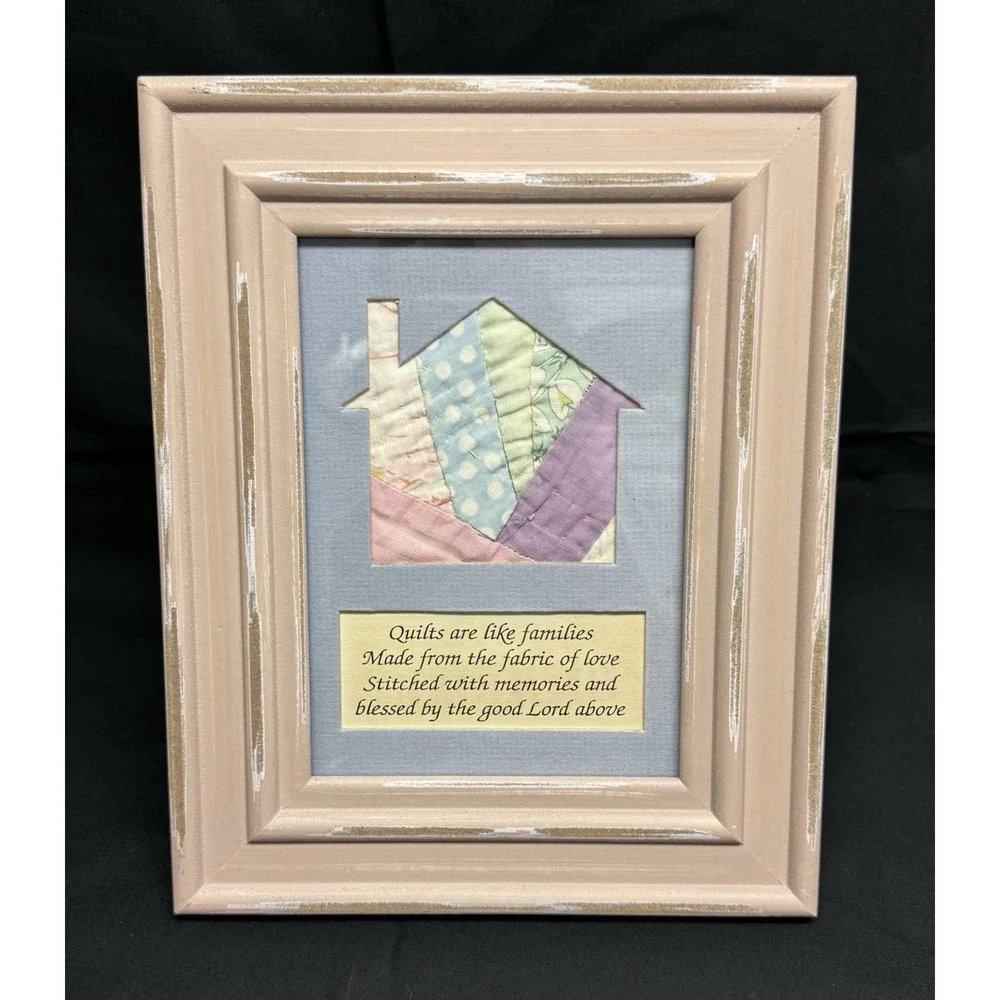 Framed Quilt House Art Piece Wall Decor Or Free Standing Frame 5 X 7